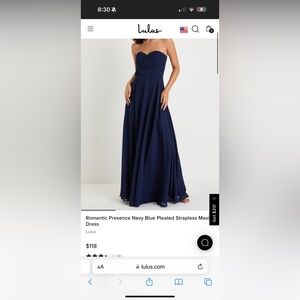 Lulus Navy Strapless Dress NWOT size M